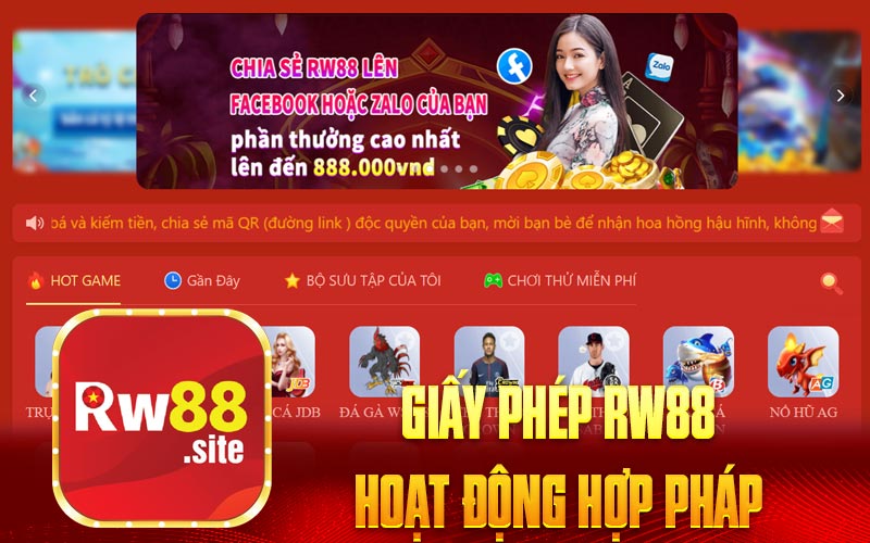 Giấy phép RW88 hoạt động hợp pháp